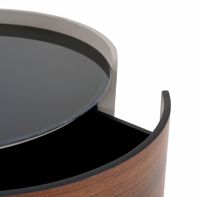 Retro Double Storage Round Side Table