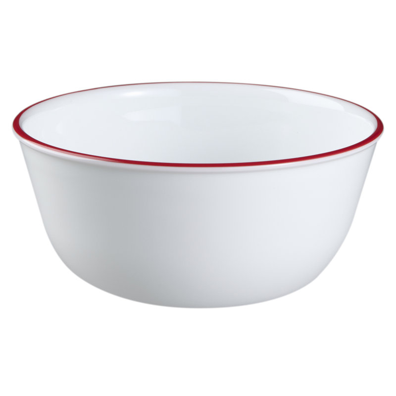 Livingware Memphis 28 oz.Soup/Cereal Bowl, White/Red