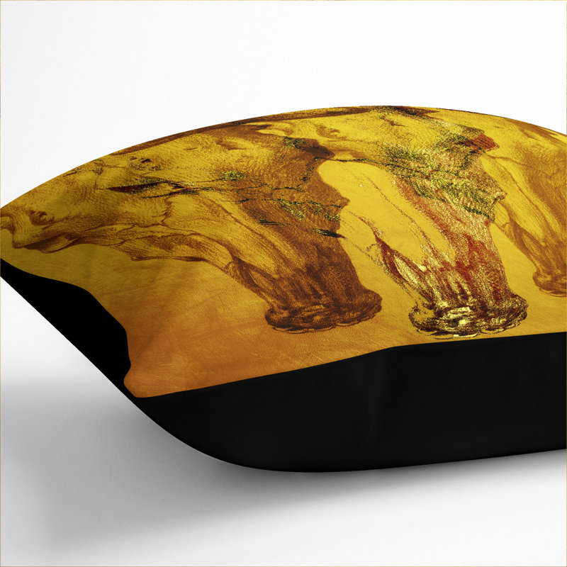 Gold Shade Of Skulls Square Throw Cushion, Black, 40cm H x 40cm W x 15cm D