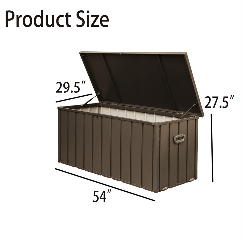 TONWIN Steel Lockable Deck Box in Brown, 27.5" H x 54" W x 29.5" D 