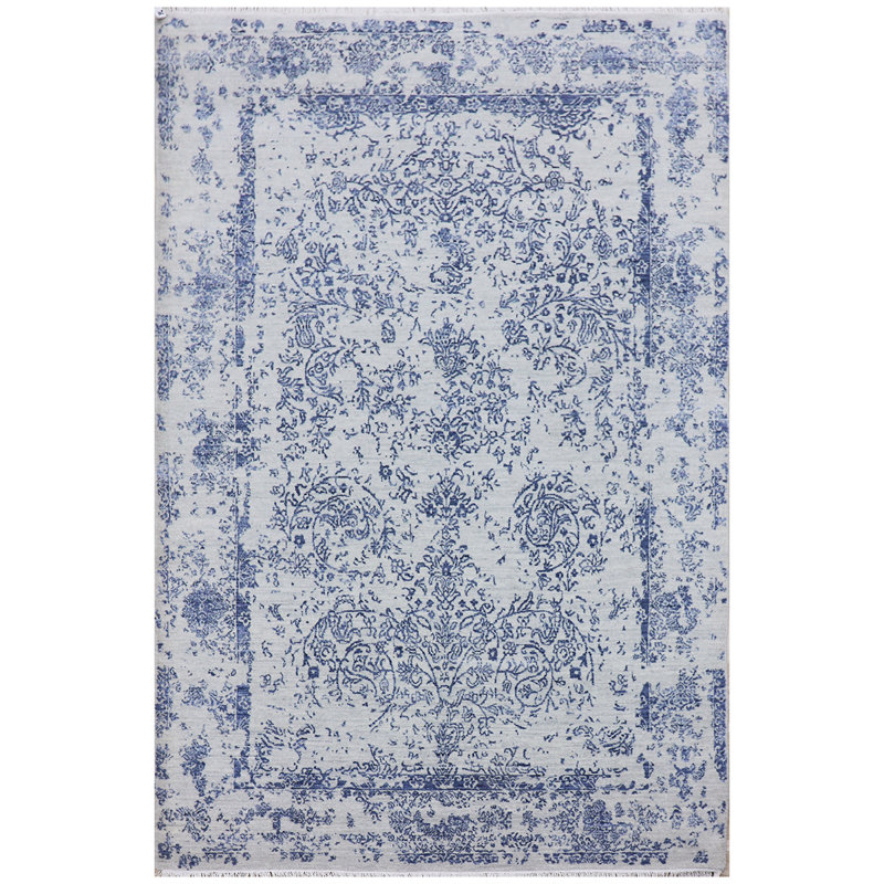 BROKDC140SIBL Floral Area Rug in Blue, Rectangle 6' x 9'