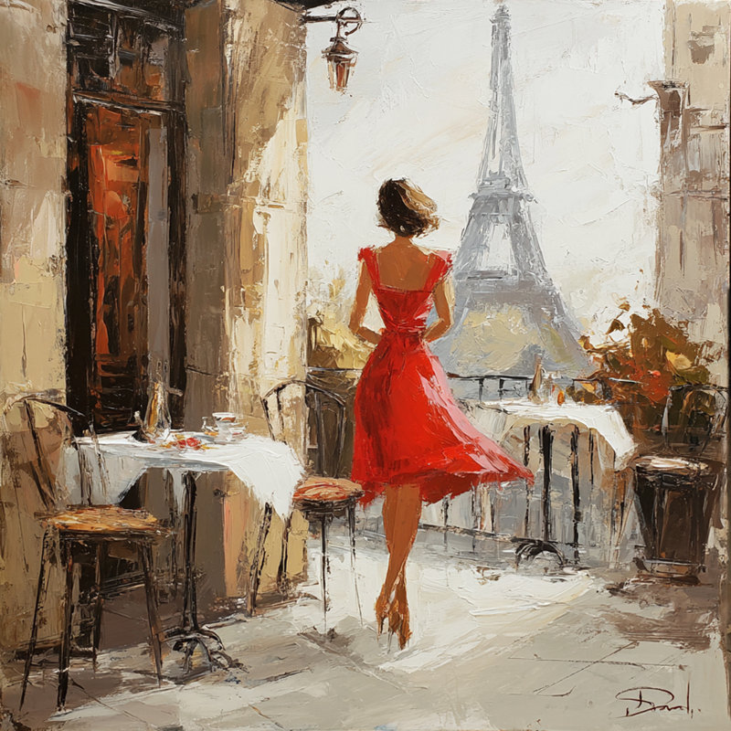 Art mural sur toile Paris Balcon rouge, H 20 po x l 20 po