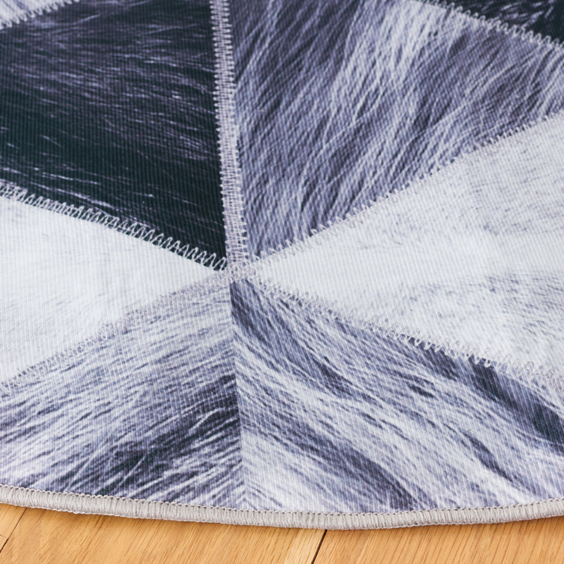Faux Hide Performance Machine Washable Geometric Rug, Round 6'