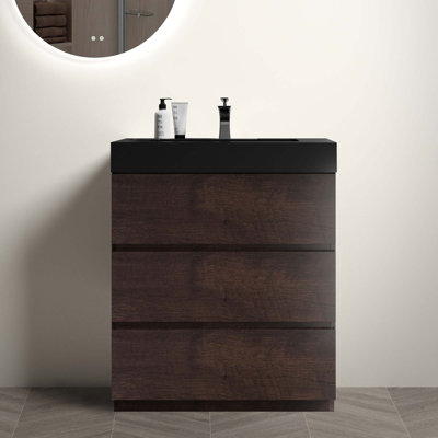 30" Large Storage Freestanding Bathroom Vanity With Sink For Modern Bathroom, One-Piece Sink Basin Without Drain And Faucet, Pre-Assembled