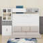 Lit escamotable double avec canapé, port USB, tablettes et lumière-877909447-877909446