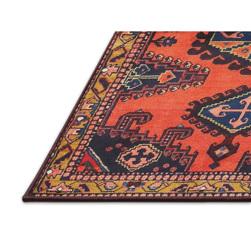 Tapis orange/bleu traditionnel Adamczyk, Rectangle 2 pi x 3 pi