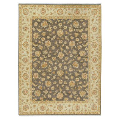 Tapis bleu clair et ivoire noué à la main de haute qualité
