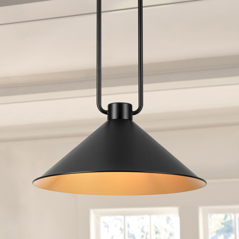 Sparkia 1-Light Single Bell Cone Pendant Light with  Black Metal Shade