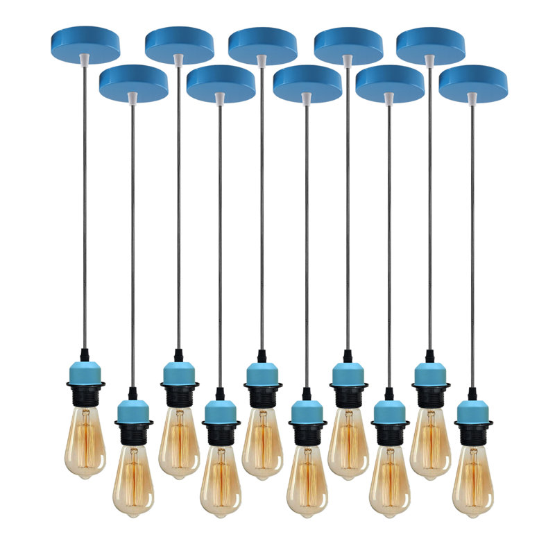 Bithlo 10x Industrial E27 single Pendant Light Holder Set – Williston Forge Adjustable Ceiling Fittings with 95cm Cable for Home or Commercial Use