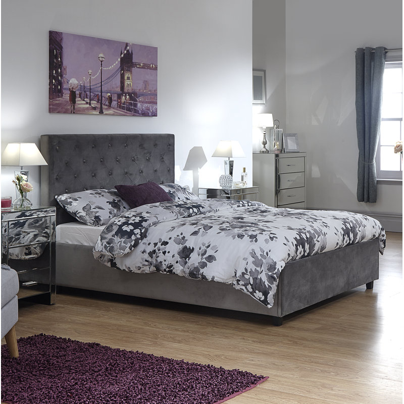 Spacey Upholstered Ottoman Storage Bed, Double (4'6)