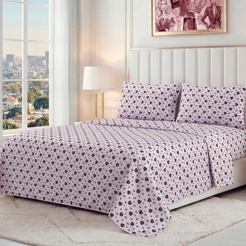 Juicy Couture Printed Microfiber Sheet Set, King, Vintage Juicy