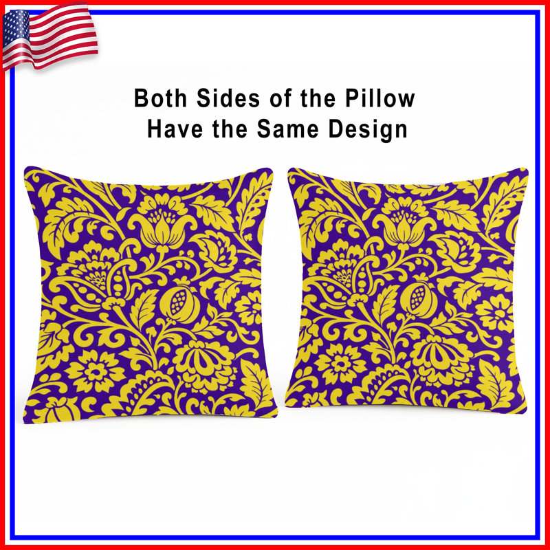 Floral Patterns Reversible Throw Pillow, 14 X 14 pouces