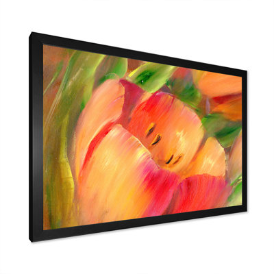 «Vintage Red Tulips», reproduction sur toile flottante