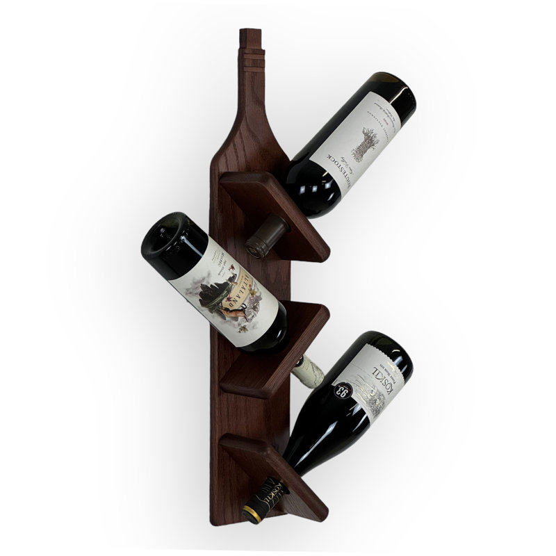 Support à vin en bois massif 3 bouteilles Gerika, Acajou