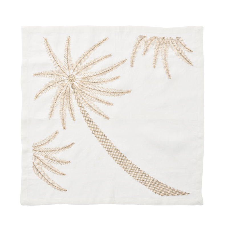 Palm Coast Linen Napkin, White/Natural