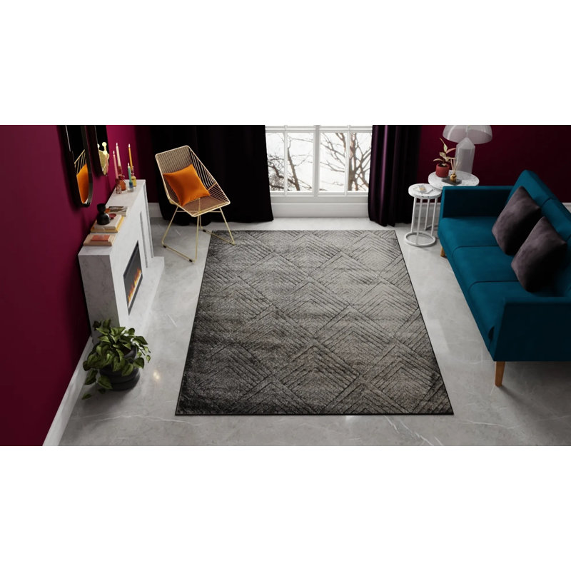 Tapis contemporain en carbone N Peace, Rectangle 5 pi x 7 pi