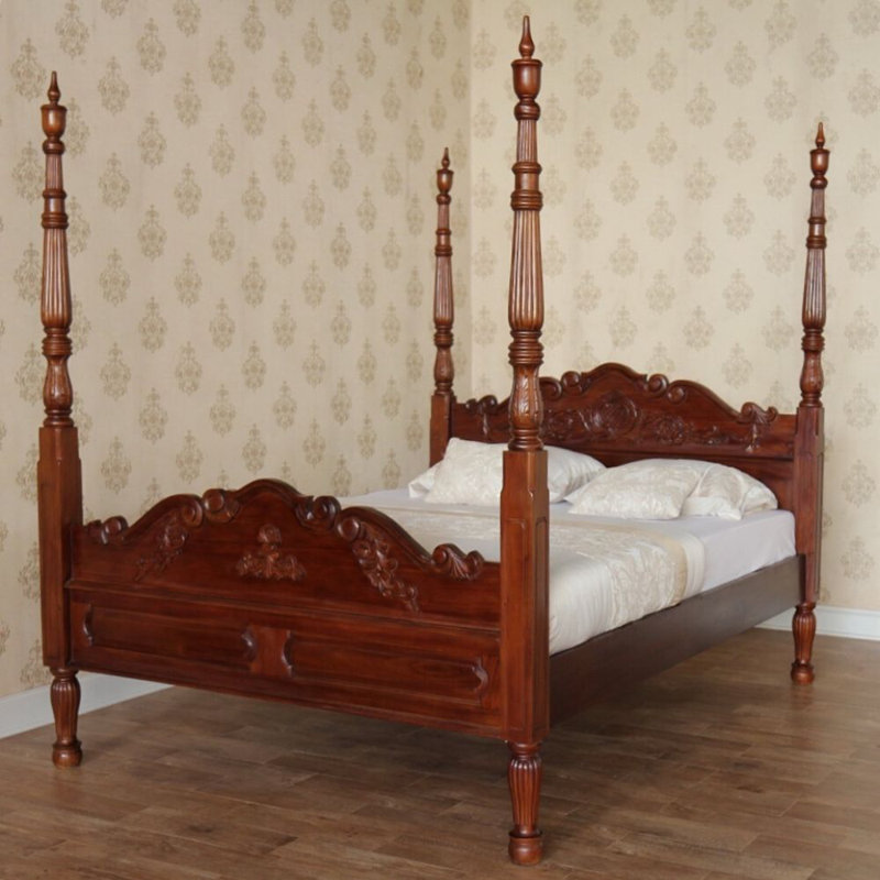 Solid Wood Bed, Wax Polish, Double (4'6)