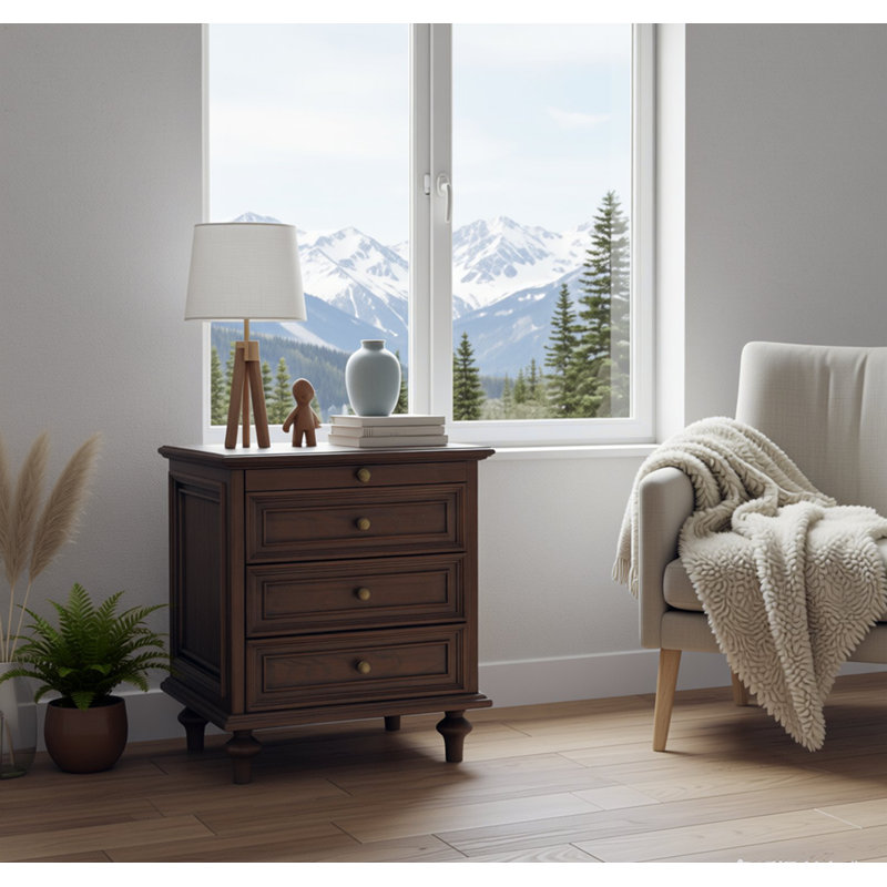 Farmhouse Nightstands Set Of 2 With 4 Drawer,Wood Storage End Table With Hidden Pull-Out Shelf, Large Side Table With 4 Solid Wood Feet And Metal Handle,Easy Assembly