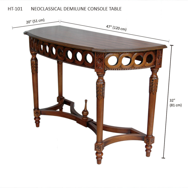 NEOCLASSICAL DEMILUNE CONSOLE TABLE, Brun