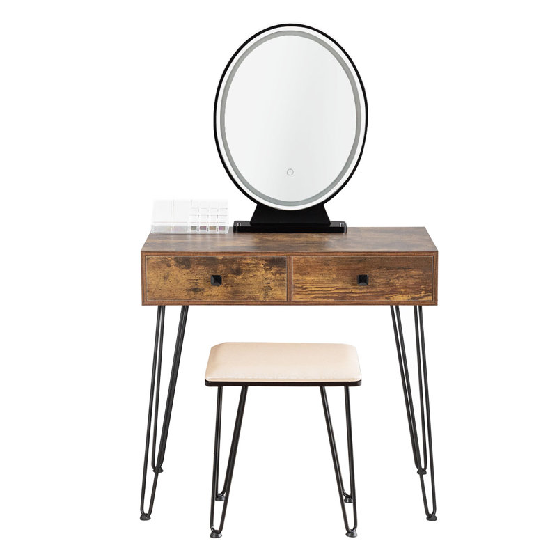 Batey Dressing Table with Mirror, Brown/Black