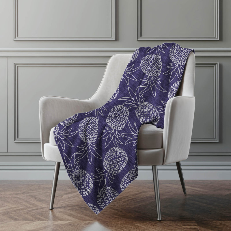 Addison Machine Washable Sherpa Pineapples Throw Blanket