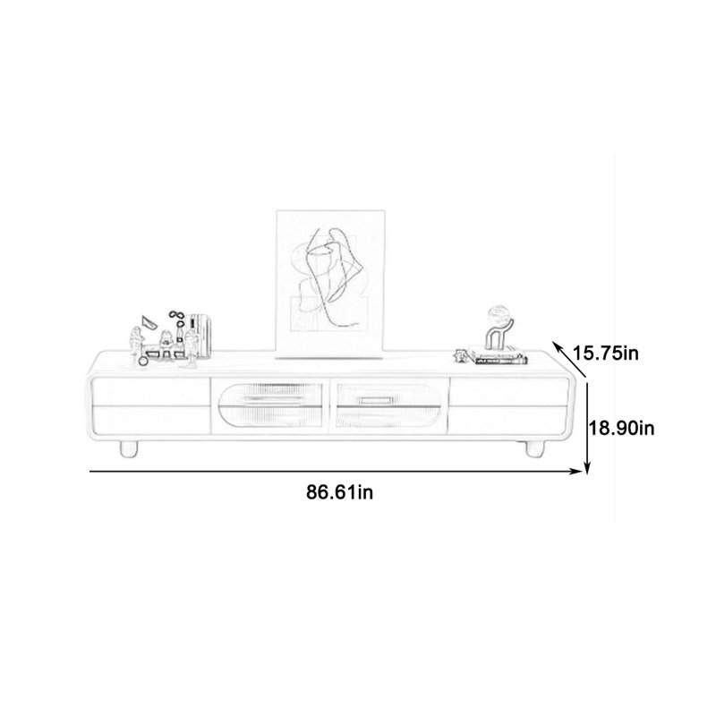 Solid wood TV stand heavy leg, 86.61"