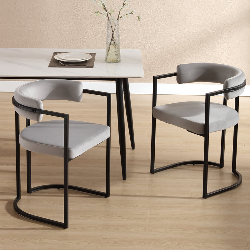 50cm H Velvet Upholstered Metal Accent in Gray