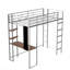 Lit mezzanine simple en métal avec 2 tablettes et un bureau