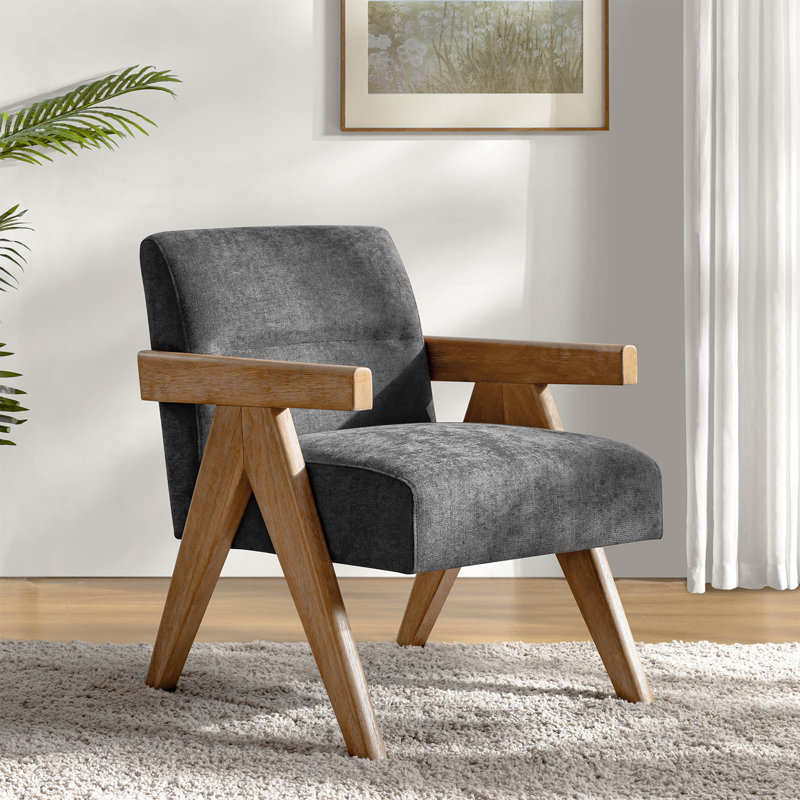 Fauteuil d'appoint moderne Donohoe Mid-Century avec accoudoirs courbés, Gris anthracite