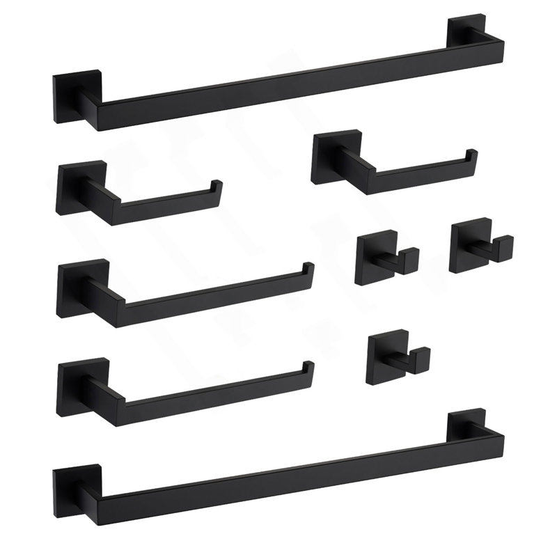 9 - Piece Bathroom Hardware Set, Matte Black