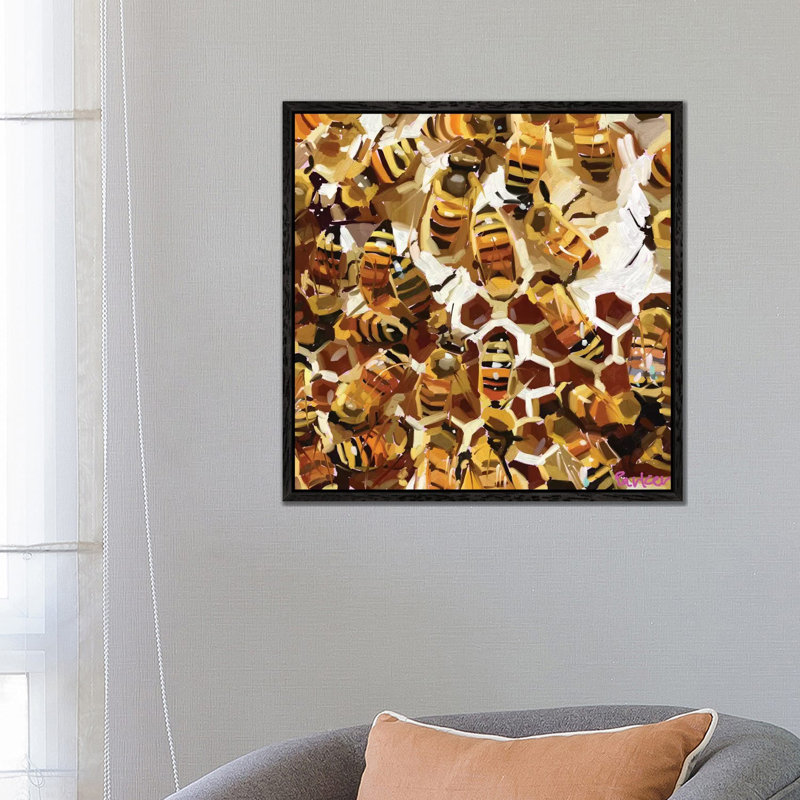 Buzzz by Teddi Parker - Painting on Canvas, Black Framed, 66.04 cm H x 66.04 cm W