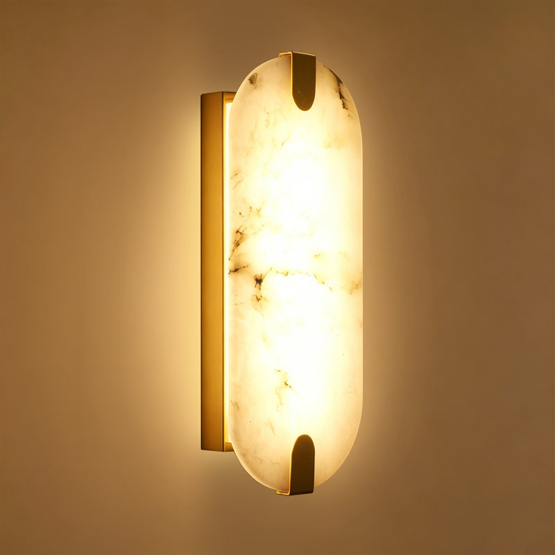 Modern Natural Alabaster Wall Sconce With 3-color Dimmable Led