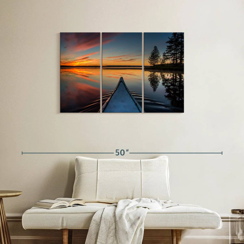 Senne Canoeing At Sunset, 24" H x 38" W