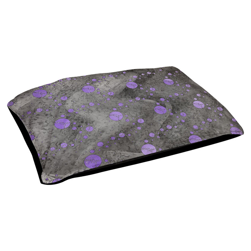 Coussin d'extérieur pour chien Byrge Planets Stars, Très grand (l 52 po x P 42 po x H 17 po), Mauve / Noir