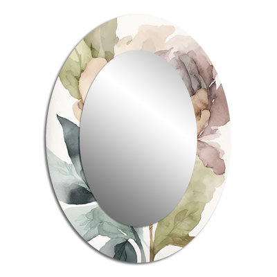 Rose aquarelle pivoine florissante II - miroir mural ovale traditionnel rose