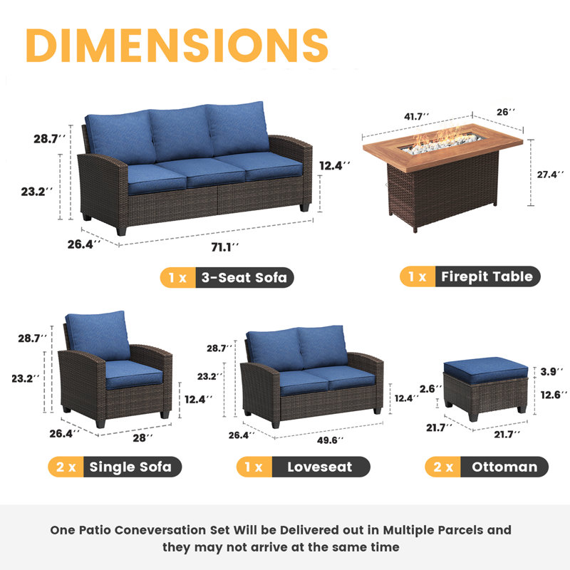 Ensemble de conversation pour patio, Bleu ardoise