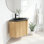 Meuble-lavabo de coin flottant contemporain avec lavabo intégré et armoire de rangement à une porte avec finition grain de bois