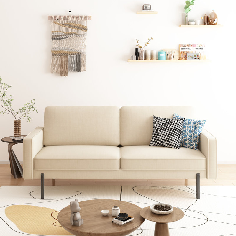Menashe Upholstered 71'' Sofa, Beige 100% Linen