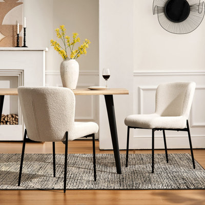 50 cm H Fabric Side Chair in Beige