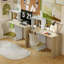 Oak Effect Home Office Desk with Hanging File Holder & Open Bookshelf, Compact Study Workstation