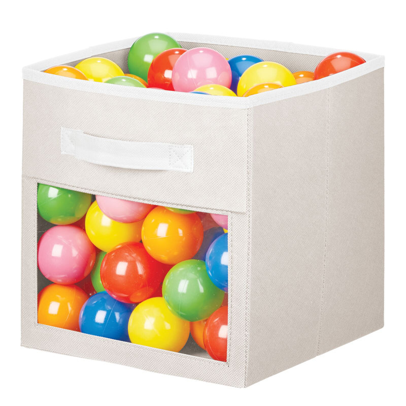 Cube de rangement pour chambre de bébé en tissu avec fenêtre avant mDesign, Gris / noir, 8