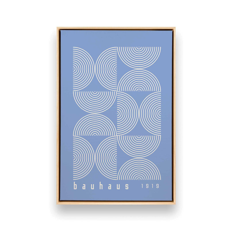 Affiche de composition Bauhaus, Cadre américain en érable flottant, Bleu, H 12,75 po x l 8,75 po