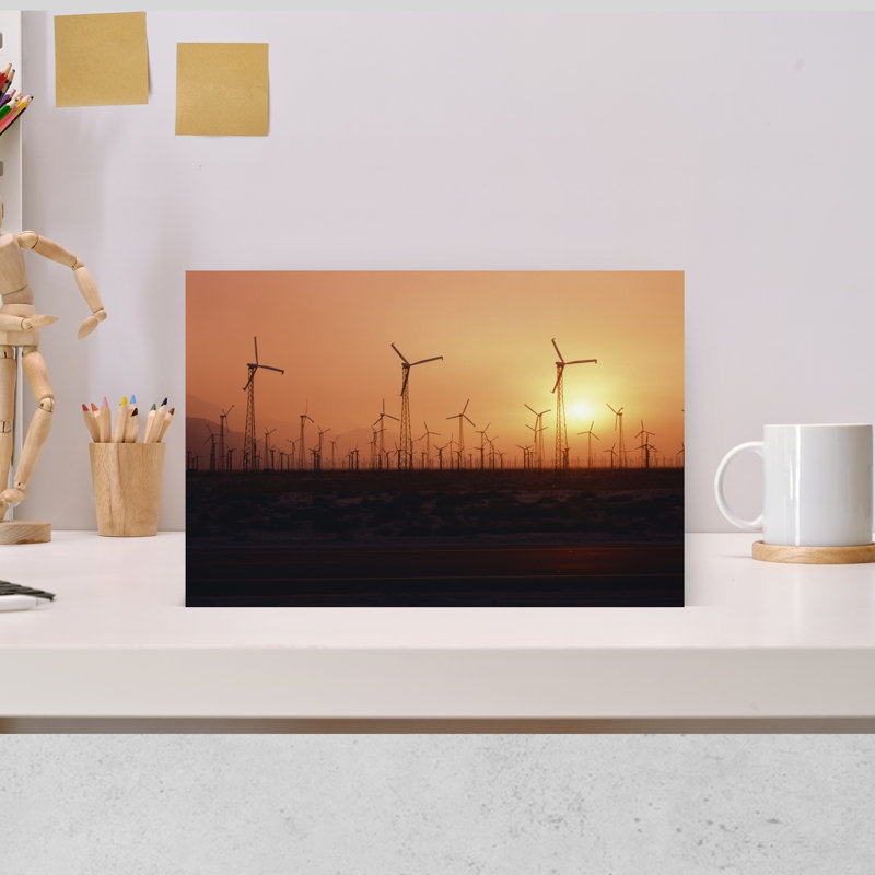 "Wind Turbines At Sunset, California, USA", art contemporain, H 12 po x l 18 po