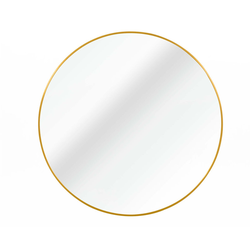 Metal Round Bathroom Mirror, 30" H x 30" W, Gold