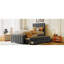 Lit simple tapissier avec lit gigogne et 3 tiroirs Stripe-1038318255