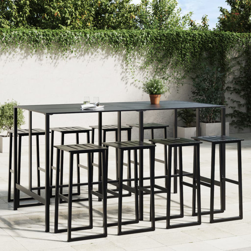Alexxandra 4 - Person Patio Dining Set with Rectangular Table, 110cm H x 200 cm W x 99cm D, 8