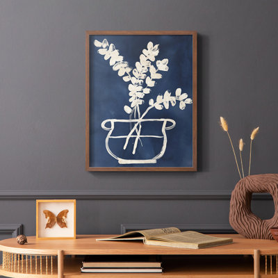 Reproduction encadrée de vaisseau sur indigo II - bois massif