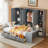 Wooden Daybed with Desk, Cabinets, Open Shelves & Storage Drawers, Multifunctional Bed-765669455-765669426