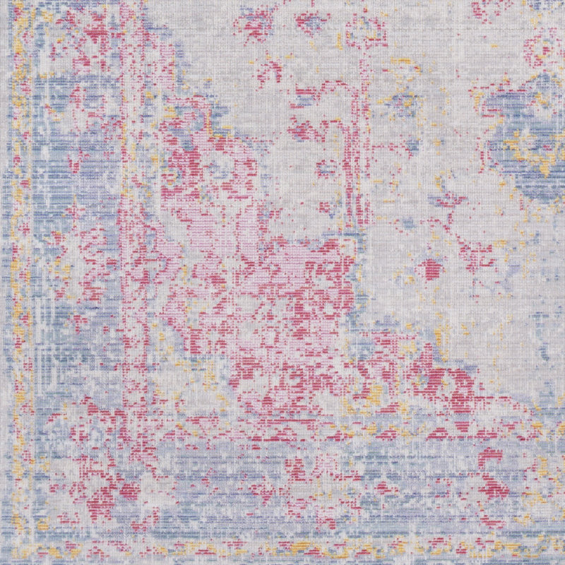 Tapis oriental rose / bleu Romina, Rectangle 5 pi 3 po x 7 pi 3 po