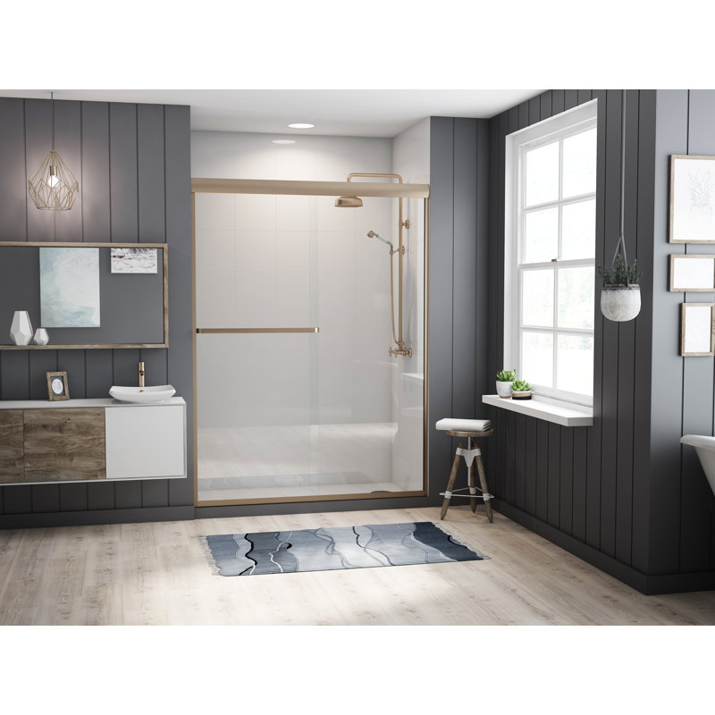 Paragon Series 46" x 69" Sliding Frameless Shower Door, Brushed Nickel